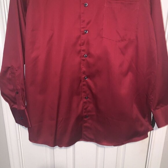 Kenneth Cole Red Button Up Long Sleeve 100's Two Ply Non Iron Shirt Size 16.5 - Picture 4 of 9